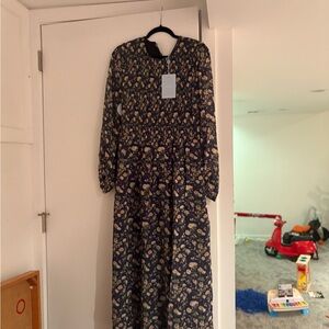 Hill House Navy Floral Long Sleeve Dress
